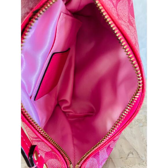 RARE Vtg COACH Pink heritage striped coated canvas Y2K Demi mini bag - Picture 9 of 10